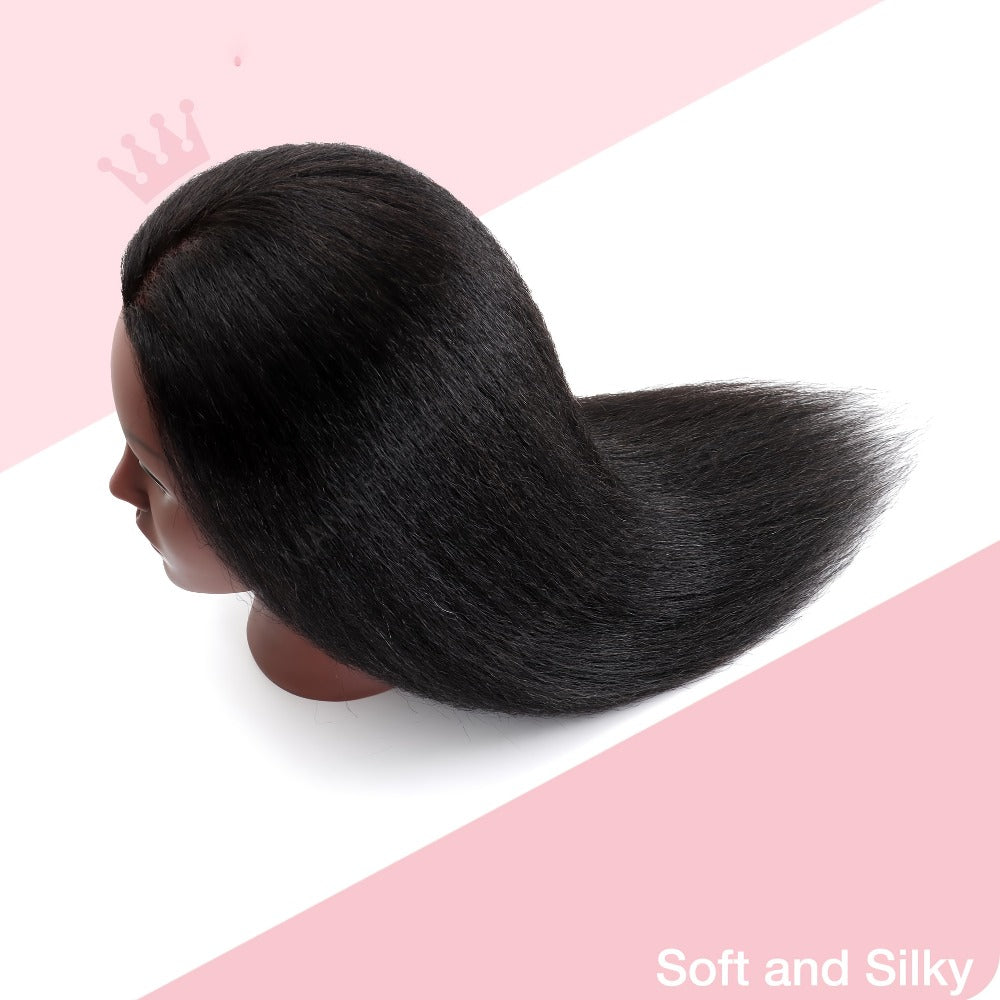 18-Inch Cosmetology Mannequin Head with Hair, Table Clamp, Comb and Sectioning Clips for Styling Practice