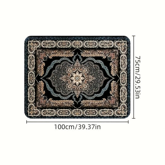 Car Trunk Liner Non-Slip Cargo Mat – Soft Dustproof Machine Washable Auto Trunk Protector with Elegant Black & Gold Intricate Pattern for SUV Sedan Universal Fit