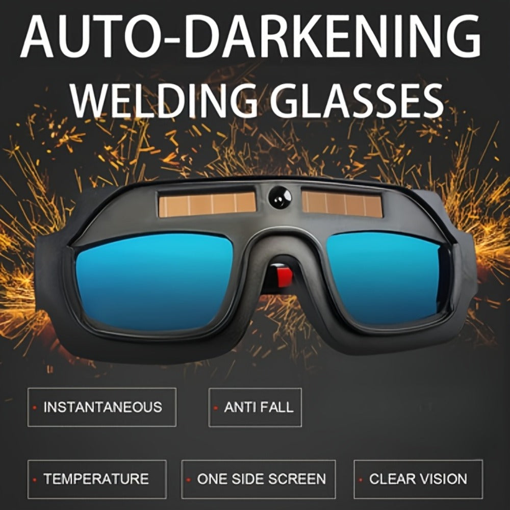 Auto-Darkening Welding Goggles True Color Lens – Anti-Glare Safety Glasses for TIG MIG MMA Plasma Welding, Photochromic Flame-Retardant Fiberglass Frame, Lightweight with Elastic Headband