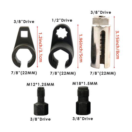Oxygen Sensor Socket Set – Professional Removal & Installation Tool Kit for All Vehicles, Universal 22mm Slotted Design, Multiple Drive Sizes, Mechanic-Grade Auto Repair Socket Wrench