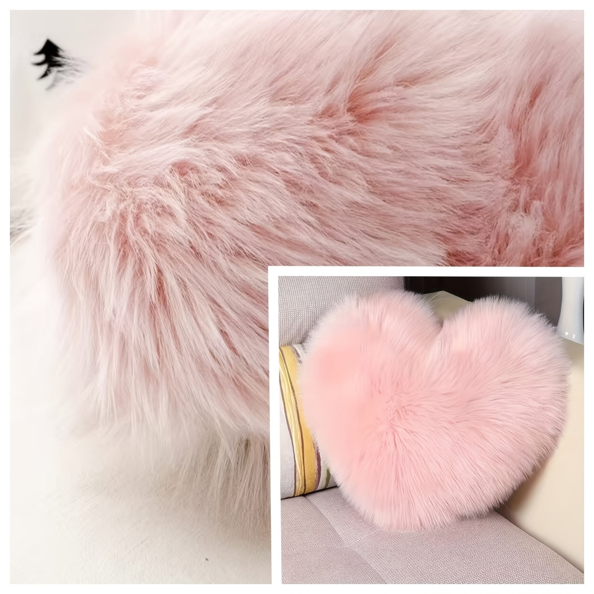 Heart-Shaped Plush Decorative Pillow Cover in Red or Pink with 16.93- and 17.72-Inch Size Options