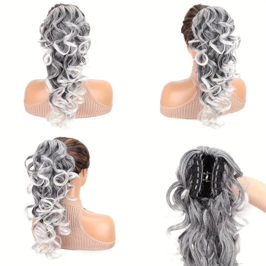 Hair Extensions Kinky-Curly 16-Inch Synthetic Ponytail with Claw Clip and Seven Color Options