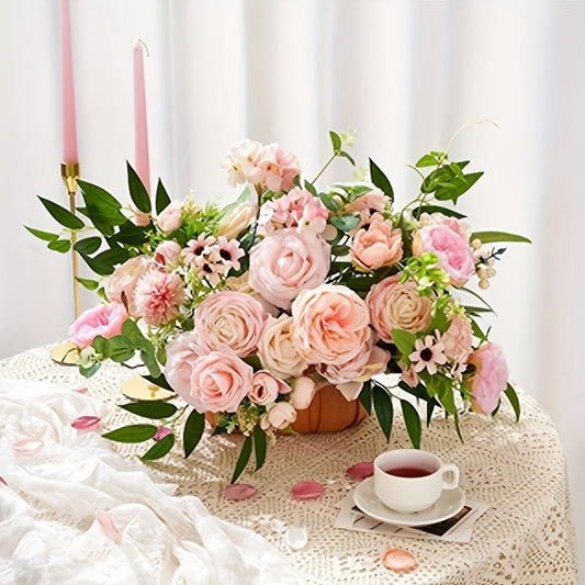 Artificial Flowers Pink and White Rose Combo Box for DIY Bridal Bouquets, Centerpieces and Party Decor