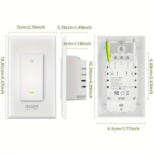 3-Way WiFi Smart Light Switch – Gosund Single-Pole & 3-Way Wall Switch, Works with Alexa & Google Home, Schedule, Timer, Voice & App Control, No Hub, Neutral Wire Required, FCC Certified (1/2/4 Pack)
