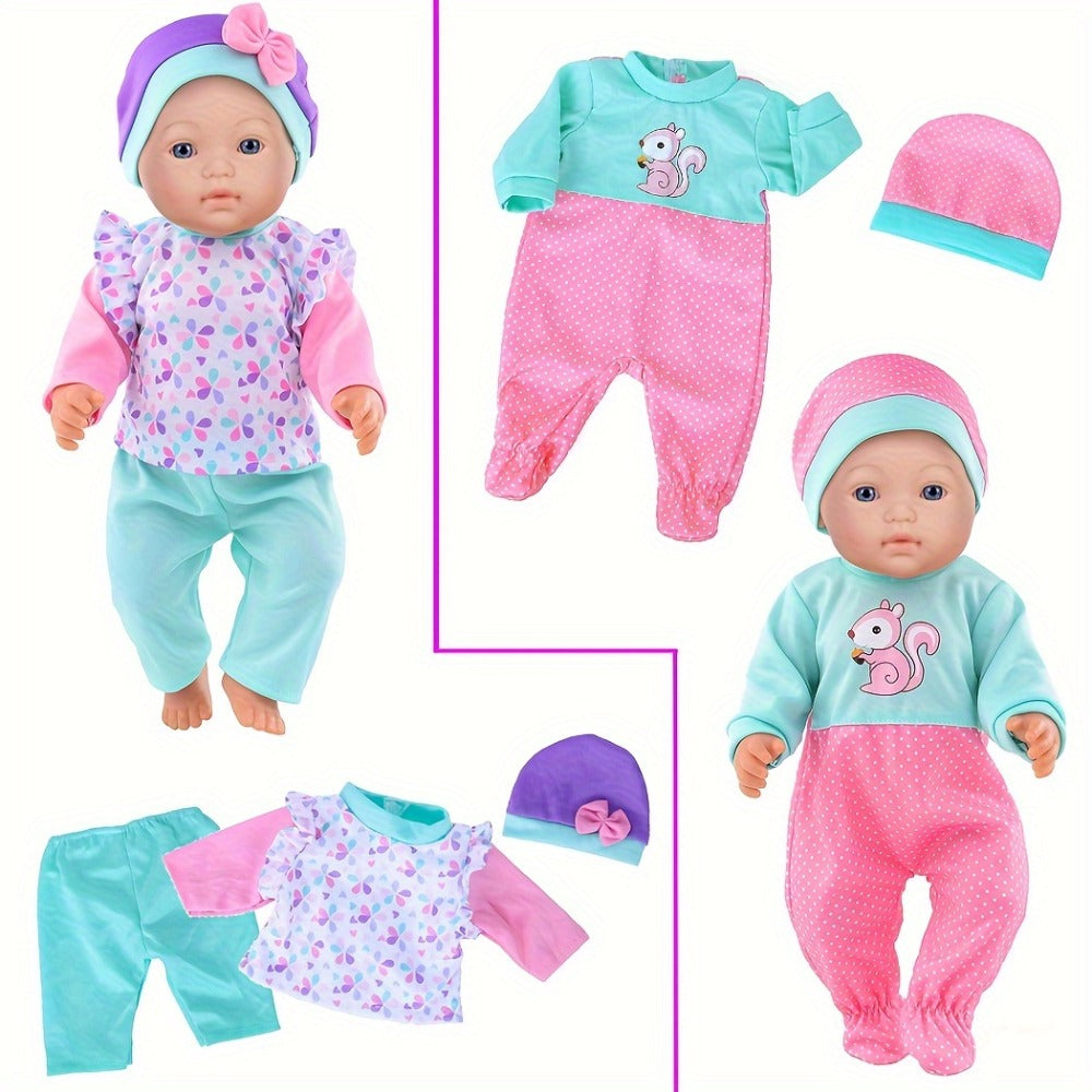 10-Outfit Doll Clothes Set for 14–16-Inch Newborn-Style Dolls with One-Pieces, Tops, Pants and Headwear