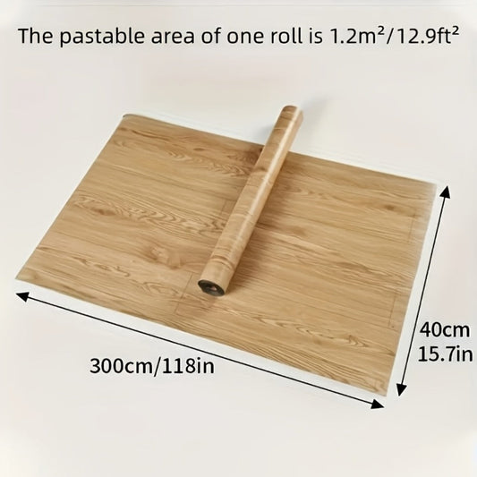 Wood Grain Floor Sticker Roll Peel & Stick Self-Adhesive Non-Slip Thickened Vinyl – Vintage DIY Flooring for Walls, Floors, Desks & Door Panels