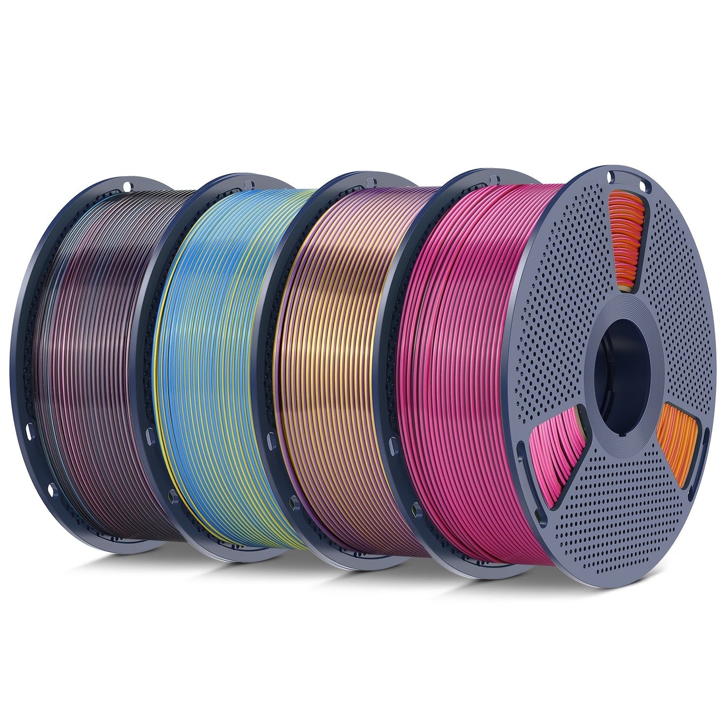 SUNLU PLA+ Four-Color Glossy Filament 1.75mm 1kg 4kg Multicolor Gradient Red Yellow Green Black Blue Purple Orange Gold FDM 3D Printer Filament Creality Bambu Prusa Compatible