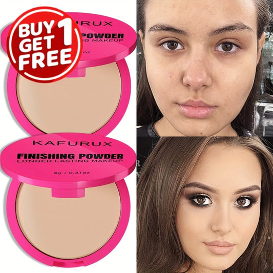 Pressed Powder Foundation 2 Pcs Set Waterproof Sweatproof Lightweight Buildable Coverage Non-Sticky Non-Drying Natural Matte Finish Concealer Makeup for All Skin Types 5 Shades Women