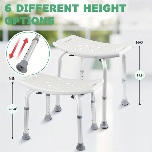 Shower Bench with Suction Feet – Adjustable Non-Slip Bath Stool, 350 LBS Capacity, Rust-Proof Aluminum, Medical Grade Bath Seat for Seniors, Adults & Disabled, Fits Showers & Tubs