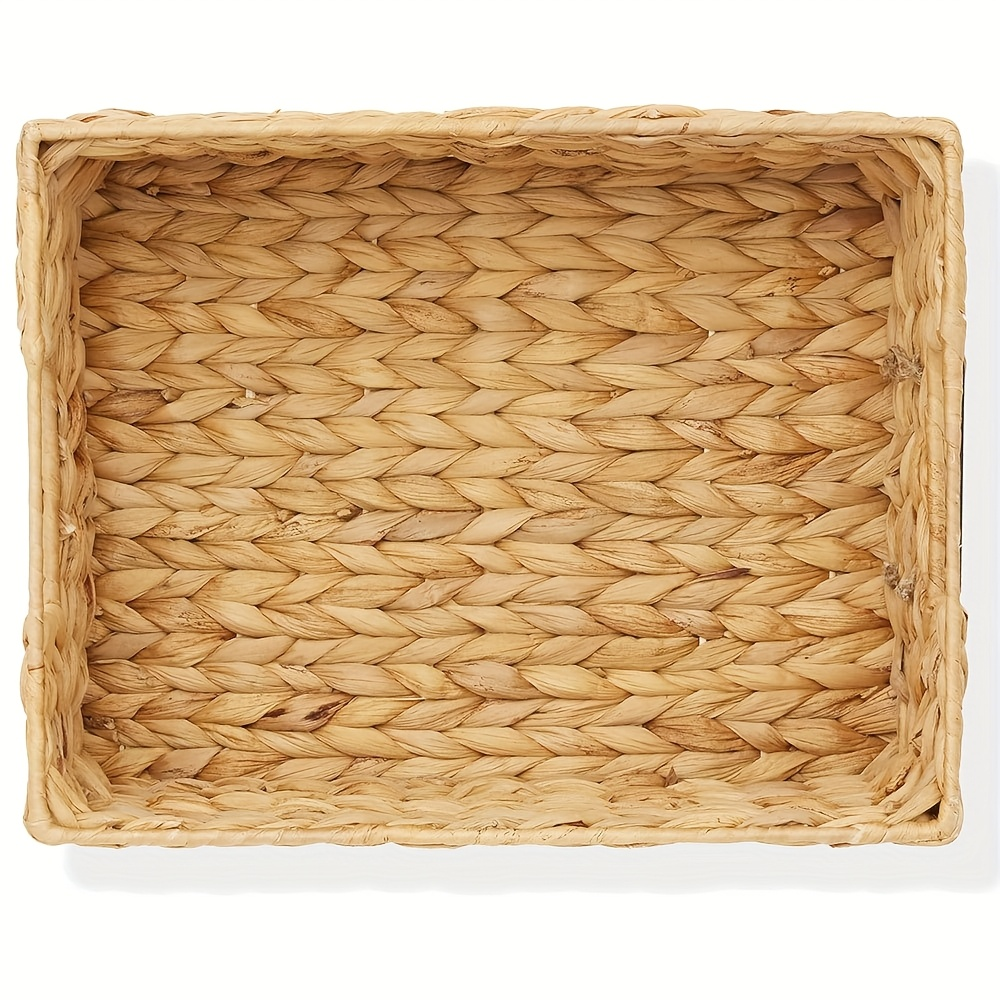 Pantry Baskets with Chalkboard Labels - Natural Water Hyacinth Woven Storage Bins 9"x12"x5", Kitchen Shelf Organizers, Available in 1, 2 & 4 Pack