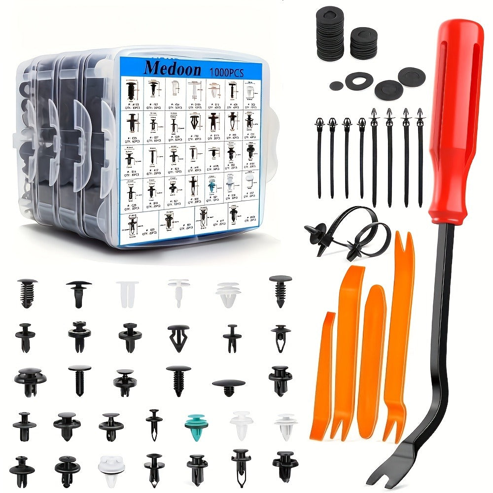 Automotive Fastener Clip Kit 1020pcs – Snap-On Plastic Expansion Screws & Retainer Clips for Bumper, Fender & Body Panel Fixation – Universal Car Repair Kit