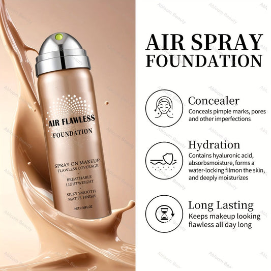 Mineral Spray Foundation Silky Mist 8 Shades — Magic Minerals Full Coverage Lightweight Matte Finish, Flawless Setting Spray Foundation for Mature & All Skin Types, Natural to Tan Women Makeup