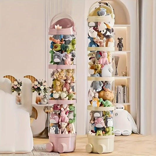 4-Layer Plastic Stuffed Animal Storage Tower, Vertical Toy Storage for Kids' Room detail image