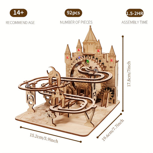 Electric Marble Run Set 3D Handmade Logic Building Construction Puzzle – Educational STEM Toy for Kids Teens Adults, Logical Thinking Engineering Activity, Birthday Christmas Holiday Gift