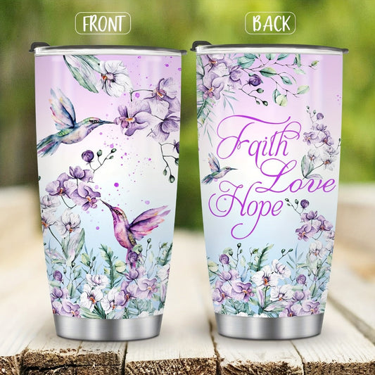 Hummingbird Flower Vacuum Insulated Travel Tumbler 20oz – Gift for Mom Grandma Sister Daughter Birthday Valentine's Day