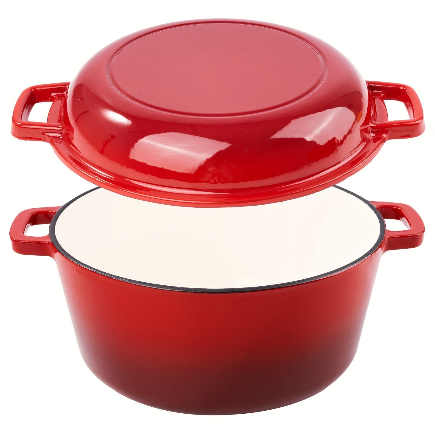 Dutch Oven 6 Quart Enameled Cast Iron 2-in-1 Pot and Bread Baker Nonstick Oven Safe to 500°F Dual Handles Compatible with All Stovetops Including Induction for Bread Baking Cooking Stewing Braising
