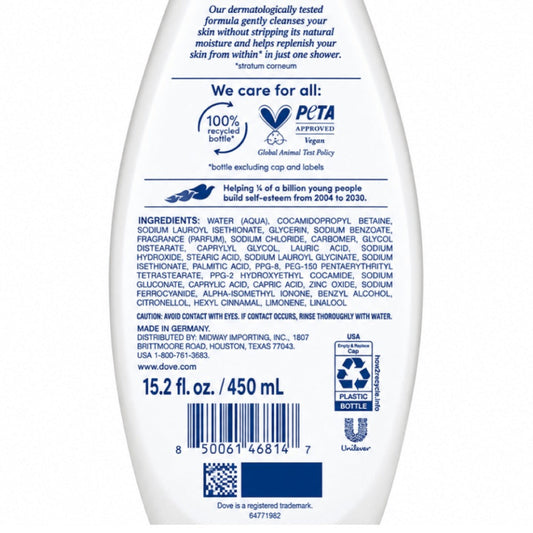 Dove Body Wash Gentle Pamper 450ml 3 Pack | Moisturizing Shower Gel with Soft Jasmine & Shea Butter Scent
