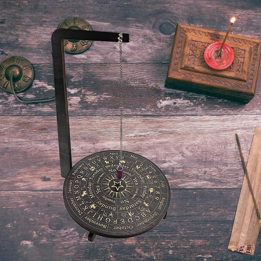 Wooden Pendulum Stand for Divination – Crystal Display Holder, Witchcraft Altar Decor, Meditation Ritual Necklace Organizer & Constellation Moon