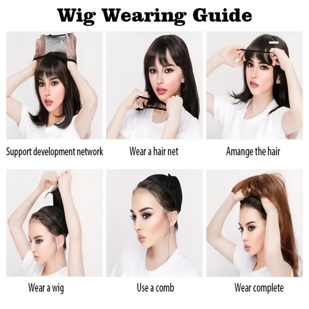 Synthetic Wig 20-Inch Layered Straight Style in Deep Purple with Hairnet Included for Cosplay Looks