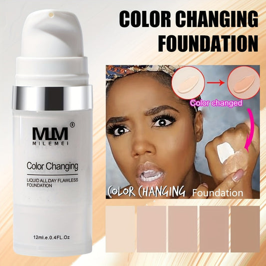 Color Changing BB Cream Foundation Set 3pcs Matte Oil Control Long Lasting Smudge Proof Concealer Base Skin Tone Adaptive Face Makeup for All Skin Types Light to Medium Beige Women