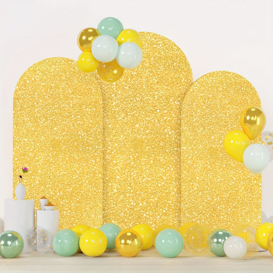 Sequins Wedding Arch Cover Set of 3 Sizes 4ft 5ft 6ft Metallic Spandex Arch Backdrop Cover Payette Glitter Arch Stand Cover for Wedding Birthday Party Decoration