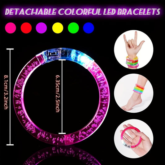 LED Glow Bracelet Party Supplies Pack in 24, 39 or 79-Piece Options with Assorted Light Colors