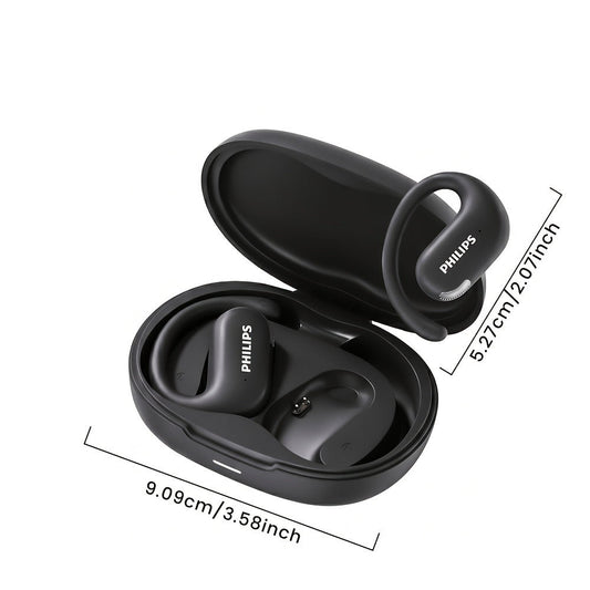 Philips TAT2739 Open Air Earbuds Wireless Bluetooth 5.3 Ear Hook Headphones with Wireless Charging Case – Non In-Ear Open-Back Design, Type-C, Tech Gift for Men Women