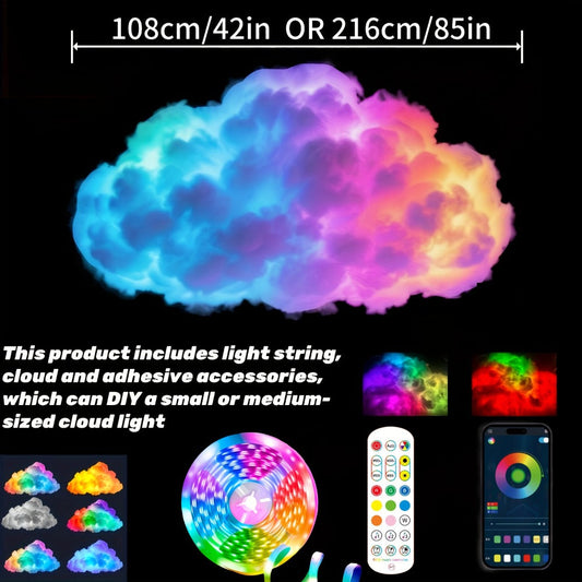 Cloud Night Light 3D RGB – DIY Thunder Cloud Lamp with Music Sync & Color Changing LED, USB Powered, Wall & Ceiling Mount, Ambient Light for Bedroom, Gaming Room & Party Decor