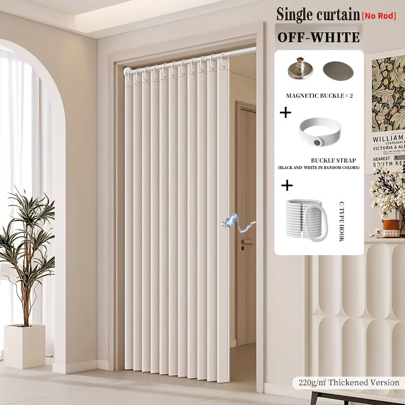 Magnetic Room Divider Curtain Doorway - Rodless Bohemian Striped Door Curtain, 210GSM Thickened Polyester, Natural Drape, Space Partition for Living Room Bedroom Kitchen, Machine Washable, No Rod Needed