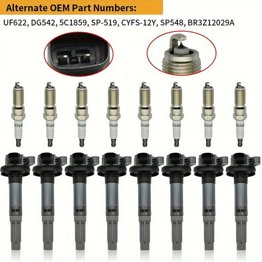 Ignition Coil & Iridium Spark Plug Kit 8-Pack for 2011-2020 Ford F-150 Mustang Lobo 5.0L V8 UF622 SP411 Direct Fit OEM Replacement Pure Copper Wire Coil