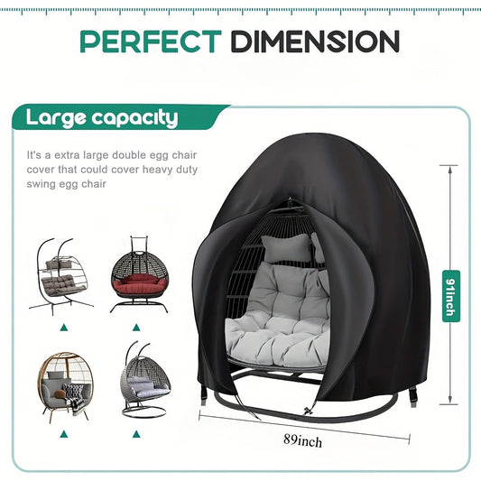 Egg Chair Cover Waterproof Heavy Duty Extra Large Swing Chair Cover with Zip & Secure Drawstring Buckle – UV Resistant Outdoor Hanging Chair Protector for Garden Patio Yard