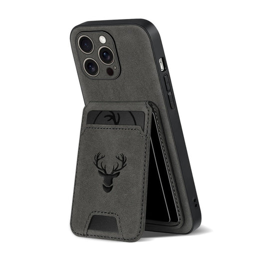 Wallet Phone Case for iPhone 16 Pro Max 16 Pro 16 Plus 16 15 14 13 12 11 Series Luxury PU Leather Flip Cover Card Holder Kickstand Magnetic Closure Moose Design – Men Women Gift