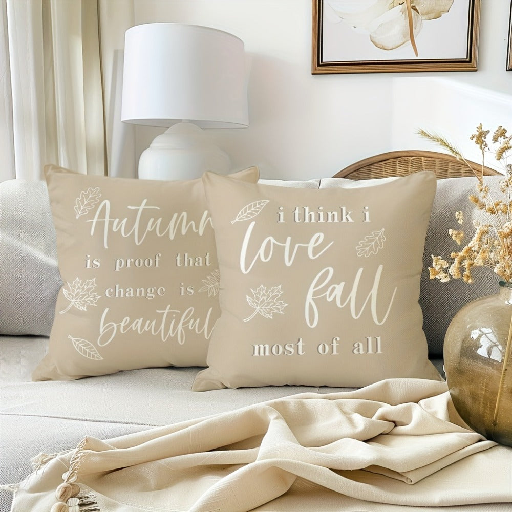 Autumn Pumpkin Throw Pillow Covers, Set of Four 18 x 18-Inch Polyester Cases with Hidden Zippers