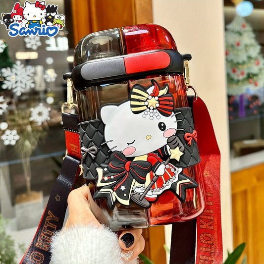 Sanrio Straw Water Bottle 21.6oz | Kuromi & Cinnamoroll Dual Nozzle Portable Cute Kawaii Water Bottle – Perfect for Sports, Travel & School, Officially Licensed Sanrio