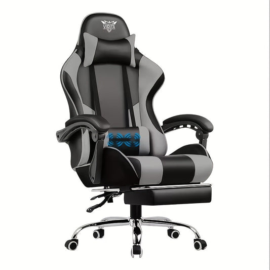 RGB Gaming Chair with LED Lights Footrest Ergonomic Gaming Chair with Massage Lumbar Support Reclining Video Game Chair for Adults Home Office Computer Chair with USB RGB Lighting