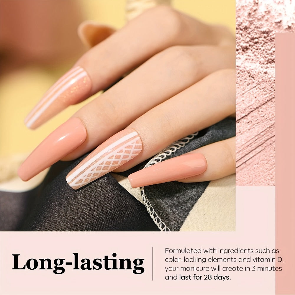 Acrylic Nail Kit NOCIS Four 10g Pink and Warm Neutral Powders with Liquid Monomer, Three Brushes and File