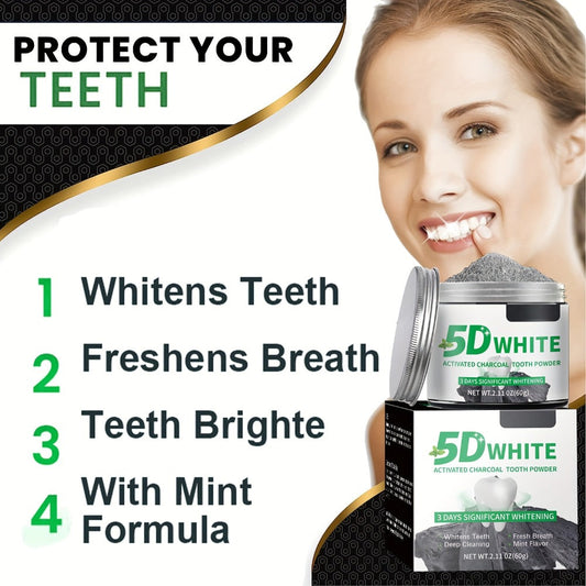 Bamboo Charcoal Tooth Powder 30g Whitening Teeth Powder with Mint Extract Stain Removal Fresh Breath Deep Cleansing Natural Activated Charcoal Toothpowder for Whiter Teeth Daily Oral Care
