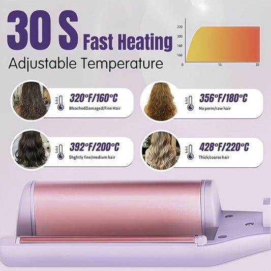 32mm Curling Iron 30-Second Rapid Heat – Adjustable Temperature U-Shaped & M-Shaped Long-Lasting Curls Salon-Smooth Frizz-Free Hair Styling Tool for Women – Perfect Gift