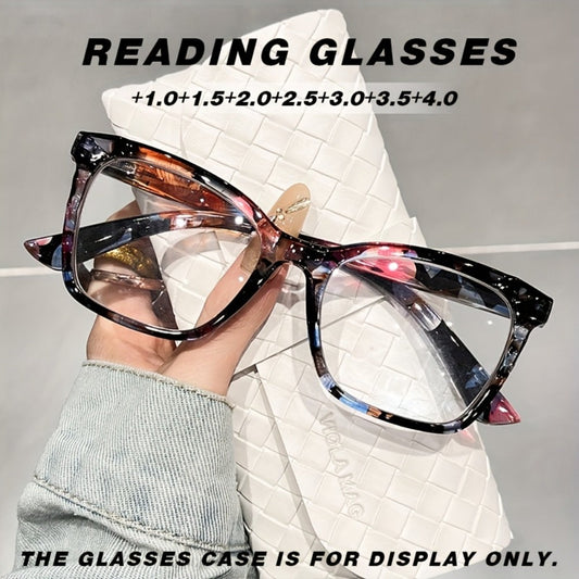 Reading Glasses – Floral Rectangular Blue-Light Readers with Resin Lenses and Spring Hinges