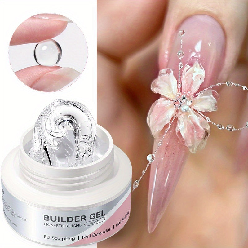 Builder Gel for Nail Extensions and 3D Sculpting, 60g Jar in Clear or Milky White for UV or LED Lamp Curing
