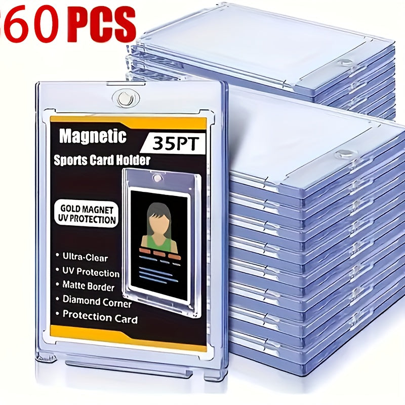 30pt Magnetic Card Holders 30/60 Pack – Clear Hard Plastic One-Touch Trading Card Cases, Protective Display Holders for Baseball, Sports