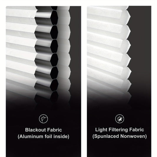 Cordless Honeycomb Cellular Shades No Drill No Tools Install - Color-Matched Blackout & Light Filtering Window Blinds, 64 Inch Height, Custom Width 21"-46", Energy Efficient Room Darkening Shades