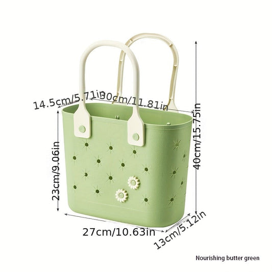 Portable Storage Basket with Drain – Leak-Proof Plastic Frame Organizer for Bathroom, Kitchen, Shower, Beach & Camping, Lightweight Shelf Basket, 3 Colors