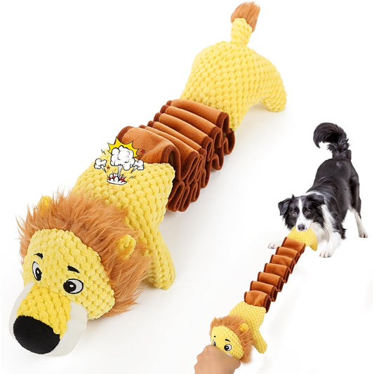 Dog Toy Plush Rope Animal with Squeaker, Crinkle Paper and Four Styles for Chew, Tug and Fetch Play