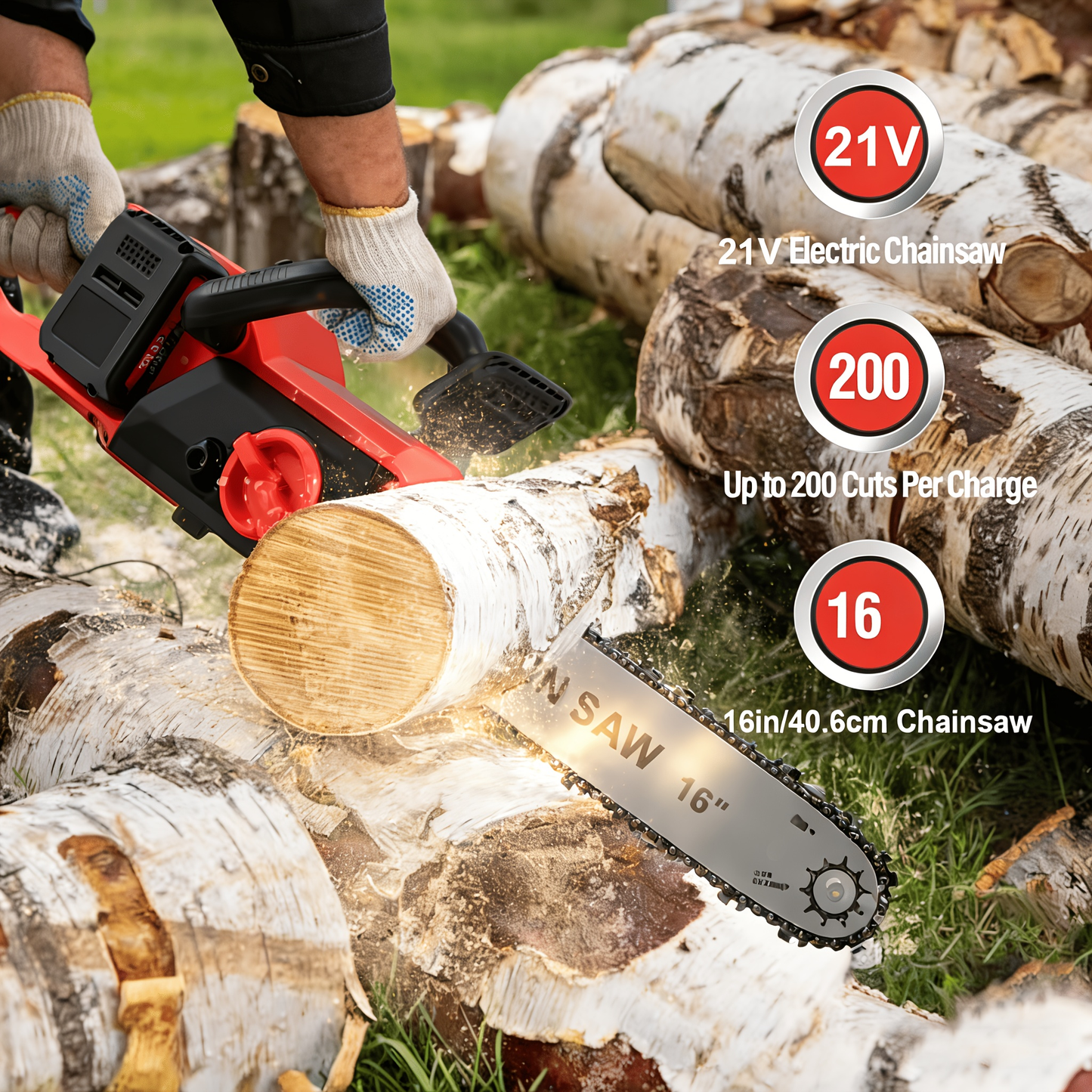 Cordless Brushless Chainsaw Kit with 12- or 16-Inch Guide Bar, Two Batteries, Charger and Cutting Accessories