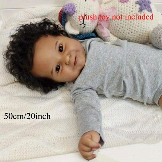 Reborn Doll Maddie 20-Inch Full Soft Vinyl Figure with Hand-Rooted Dark Hair, Acrylic Eyes and Accessory Set