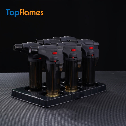 Butane Torch Lighter 6pcs Big Jet Flame Refillable & Adjustable Mini Blow Torch - Gift Box Set for Camping, Grill, BBQ, Culinary, Soldering & Welding | Butane Not Included