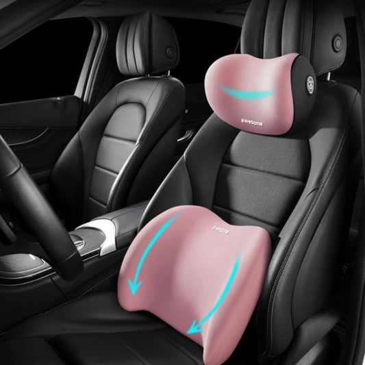 Car Lumbar Support Pillow & Neck Pillow Kit – Ergonomic Seat Cushion Set with Adjustable Strap for Back & Neck Pain Relief, Universal Fit Car Seat, Office Chair, Truck, Wheelchair