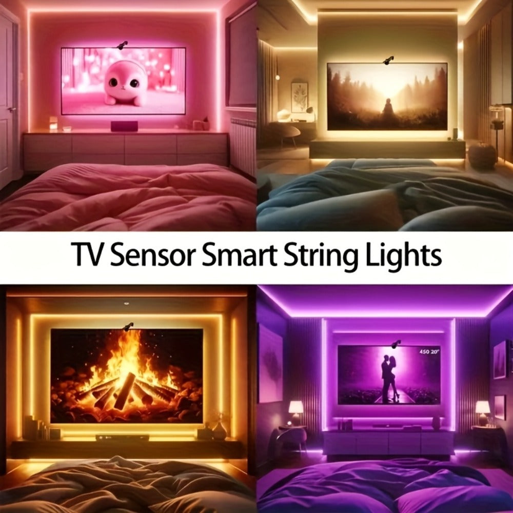 TV Backlight LED Strip Lights RGB 12.5ft - USB Powered Bias Lighting for 35-80 Inch TVs for Home, Desk and Accent Lighting