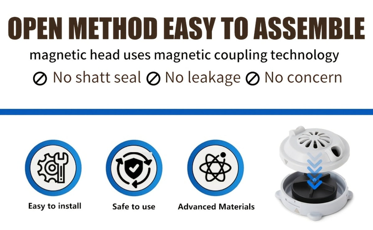 Pipeless Jet Motor Replacement for Pedicure Spa Chair - Magnetic Jet Head with Propeller & Cap, Model P153